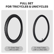 Yescom 16"-24" Opt. Bicycle Tires & Tubes 3-Pack for Trike & Unicycle Image