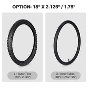 Yescom 16"-24" Opt. Bicycle Tires & Tubes 3-Pack for Trike & Unicycle, 18x2.125 Image
