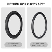 Yescom 16"-24" Opt. Bicycle Tires & Tubes 3-Pack for Trike & Unicycle, 20x2.4 Image