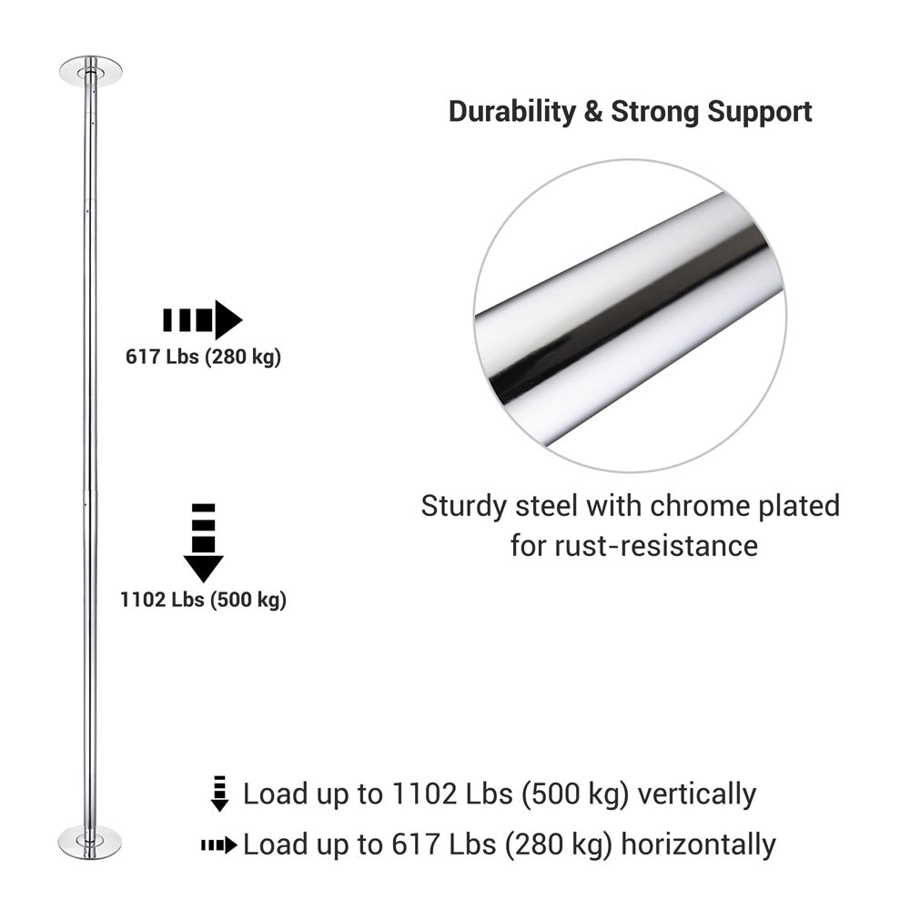 Yescom 12ft Spinning Static Dancing Pole Removable D45mm