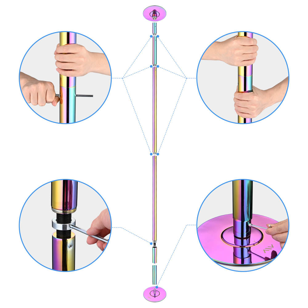 Yescom Home Fitness Colorful Spinning Dance Pole D45mm 12ft