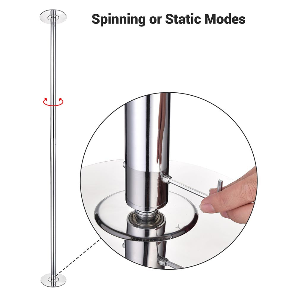 Yescom Spinning Static Removable Dance Pole D45mm 9ft