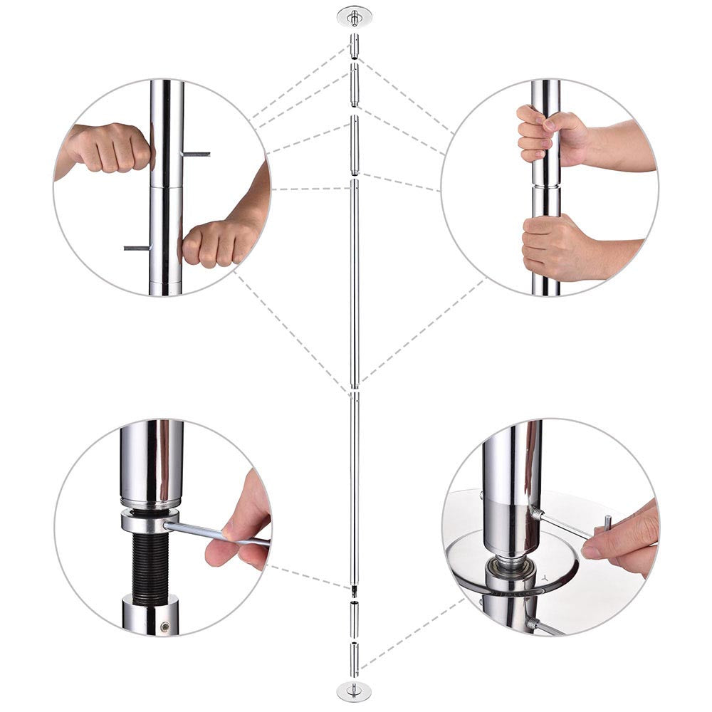 Yescom 10' Spinning Dance Pole Kit Removable D45mm