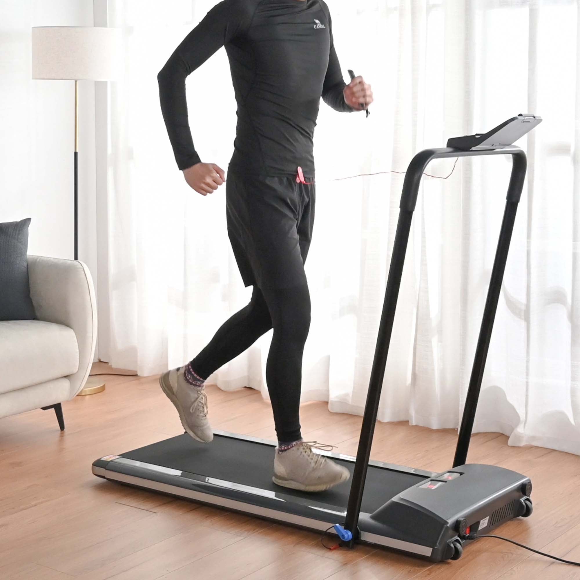Yescom Underdesk Treadmill Walking Pad with Handrail Remote 1.5 HP