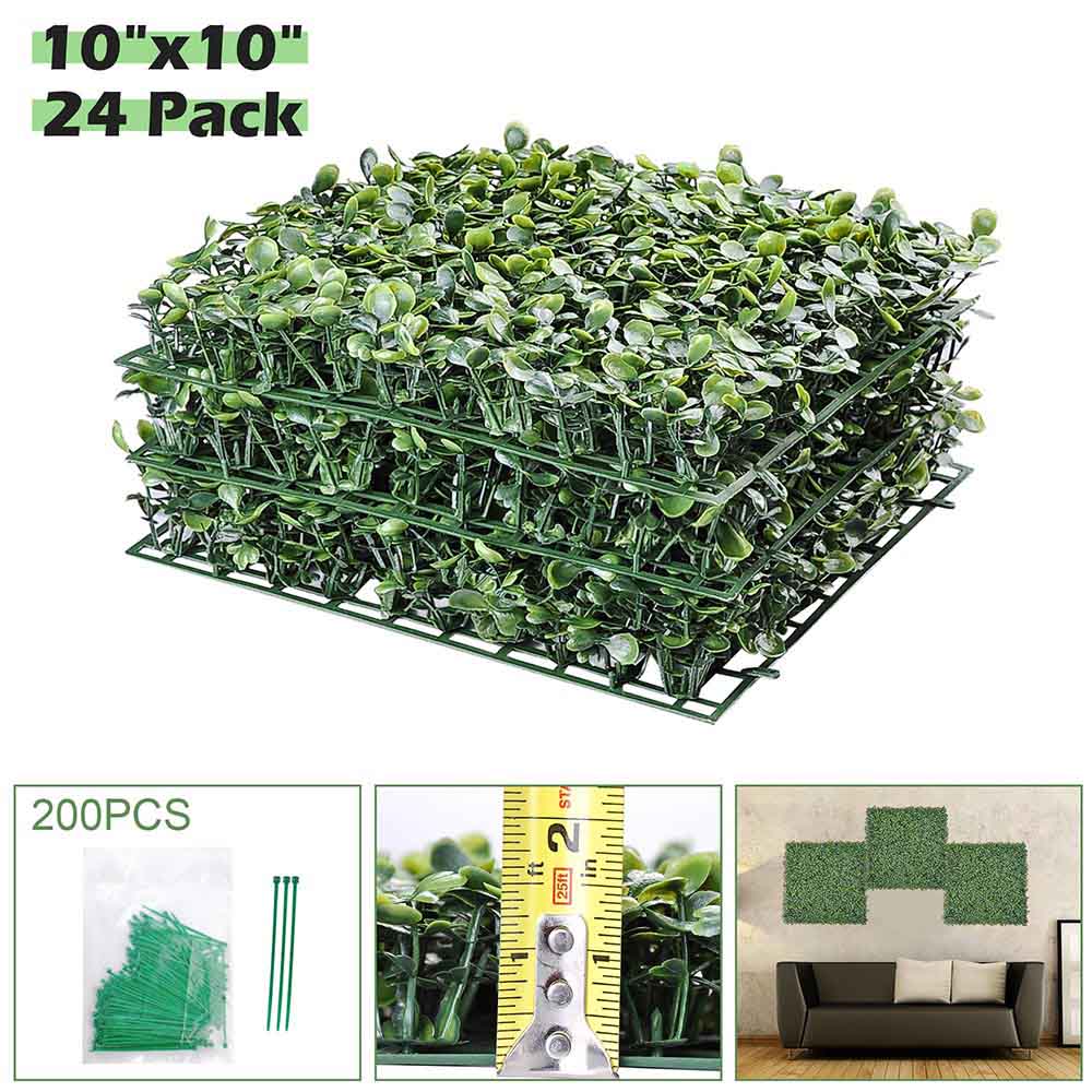 Yescom Artificial Boxwood Hedge Privacy Fencing 24-Pack 10in x 10in Image