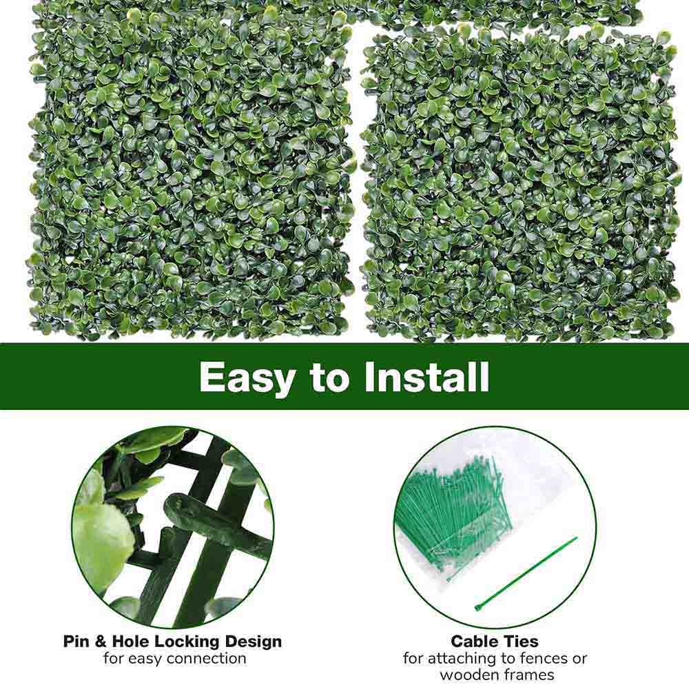 Yescom Artificial Boxwood Hedge Privacy Fencing 12-Pack 20in x 20in Image