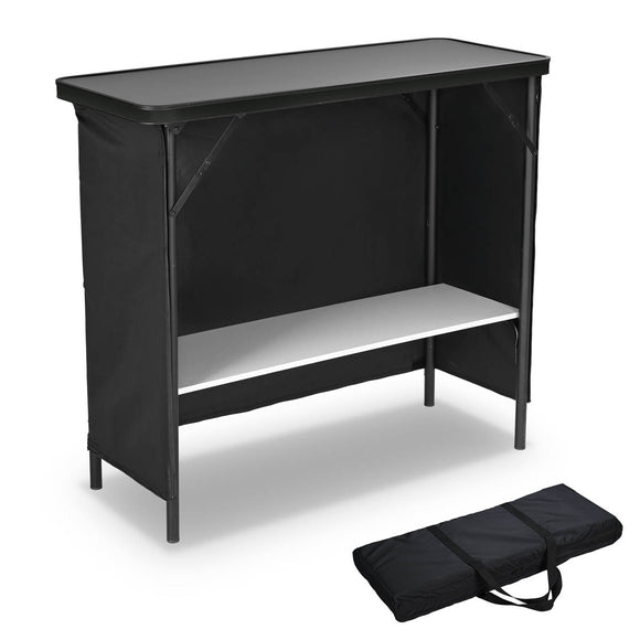 Yescom Folding Portable Bar Table with Storage Shelf Image