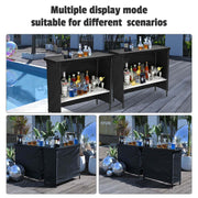 Yescom Folding Portable Bar Table with Storage Shelf Image