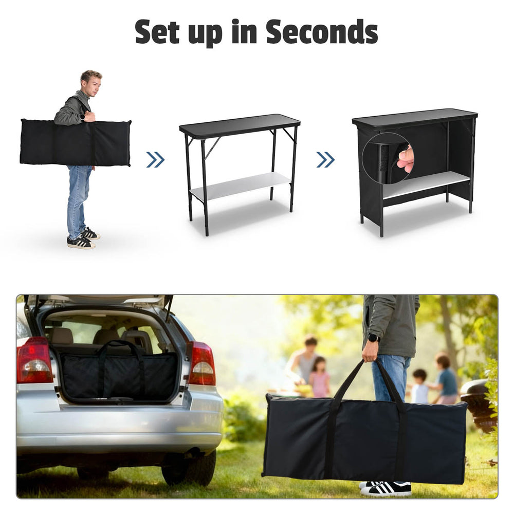Yescom Folding Portable Bar Table with Storage Shelf Image