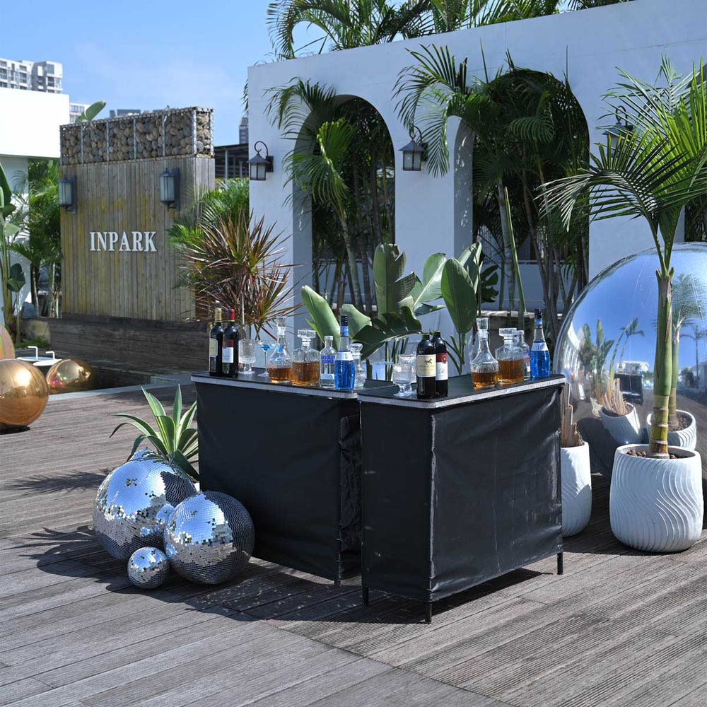 Yescom Folding Portable Bar Table with Storage Shelf, Glitter 78in Image