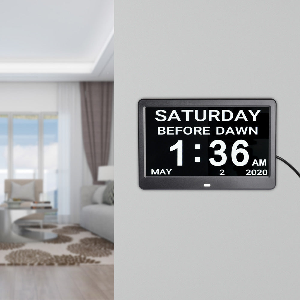 Yescom 10" Digital Alarm Clock For Elderly Seniors Memory Loss Image