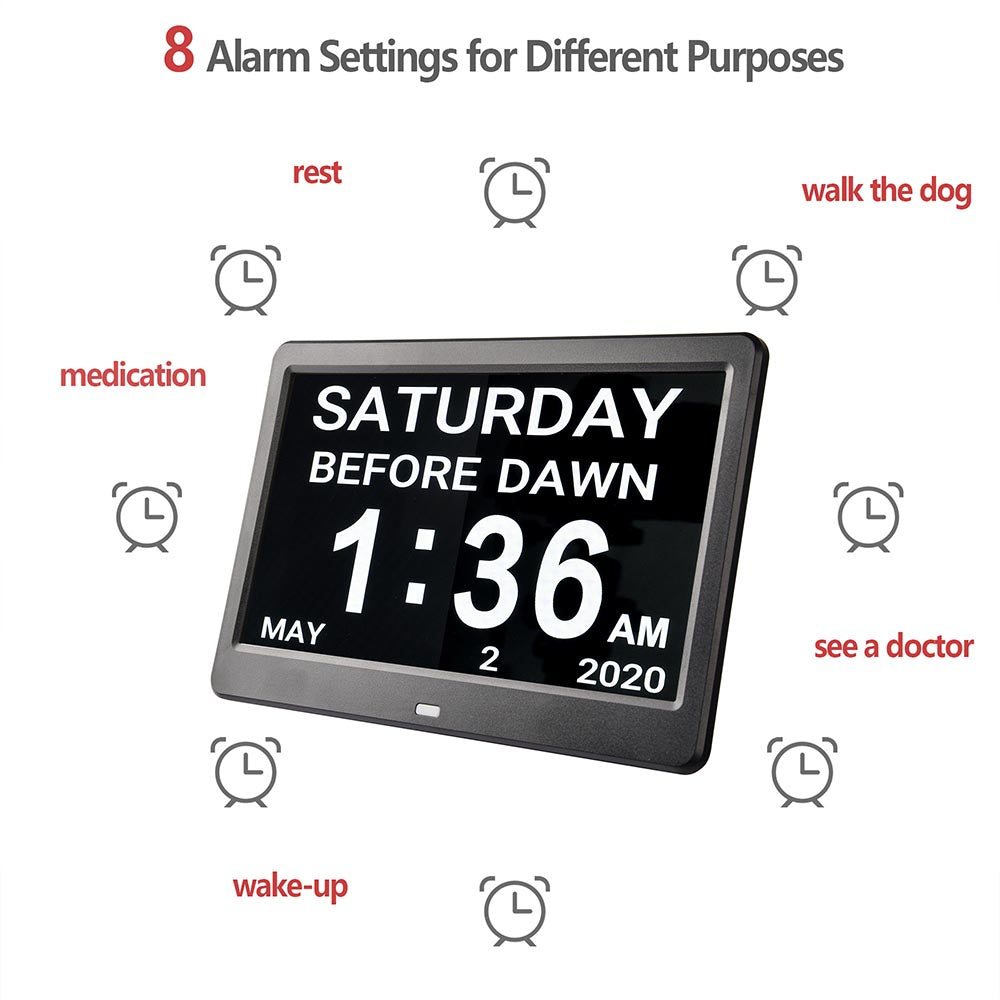 10" Digital Alarm Clock For Elderly Seniors Memory Loss