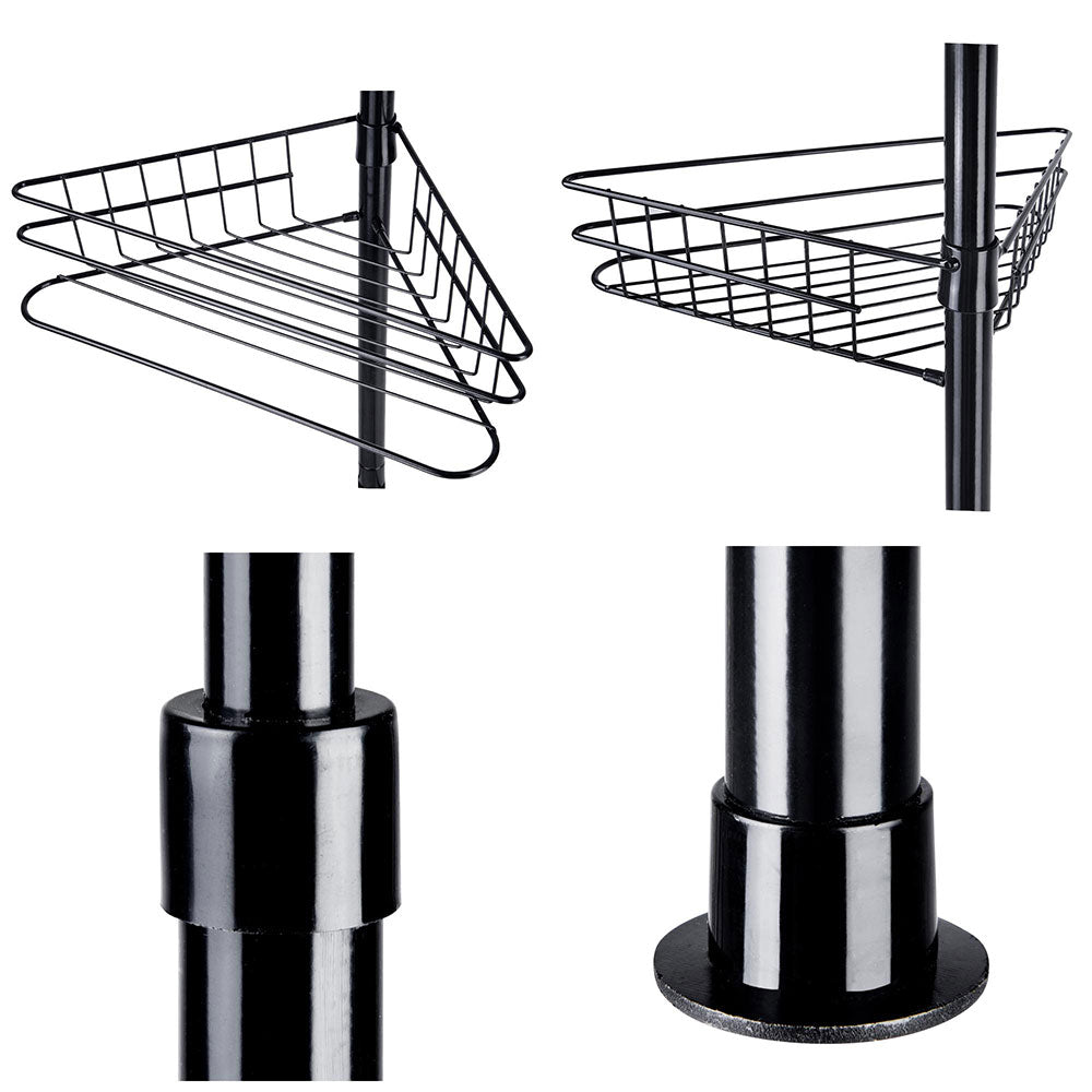 Yescom 4 Baskets Bathtub Corner Shower Caddy Adjustable Pole Black Image