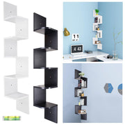 Yescom Corner Wall Shelf Wooden Floating Shelves 5 Tiers Image