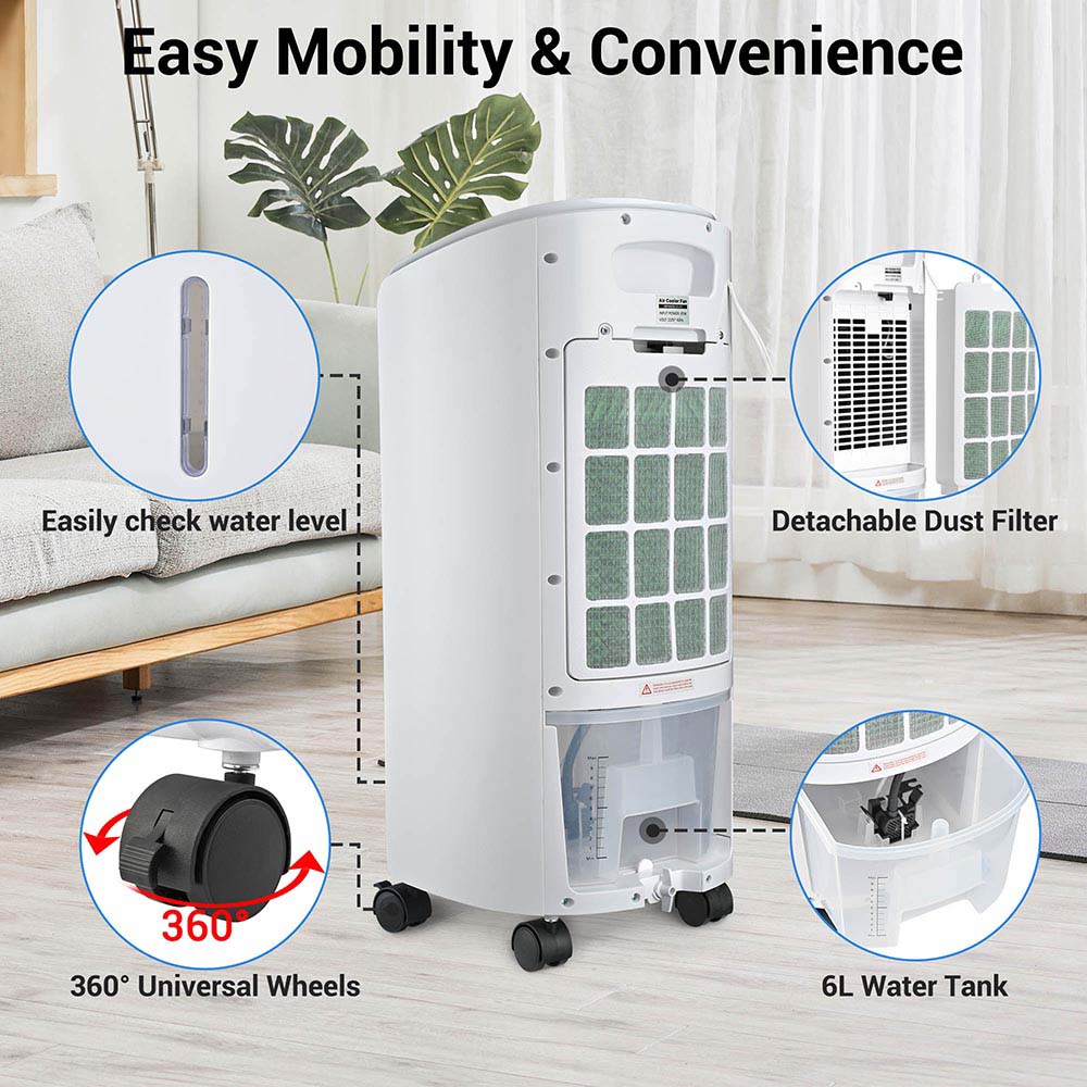 VIVOHOME Portable Evaporative Air Cooler 110V 65W Fan Humidifier with LED  Display and Remote Control Ice Box for Indoor Home Office Dorms ETL Listed  