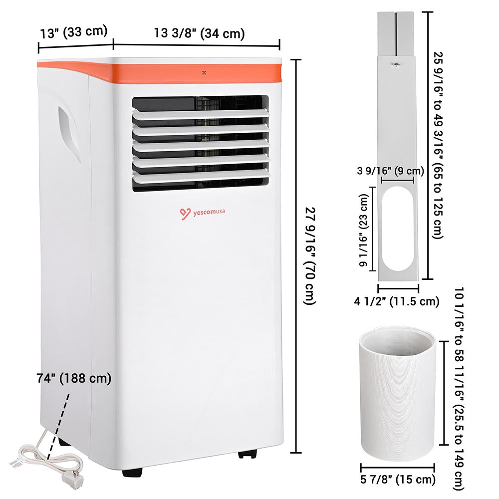 Yescom 10,000 BTU Portable Air Conditioner (6,600 BTU SACC) 120V Image