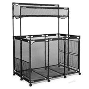 Yescom Pool Toy Storage Bin Mesh Rolling Cart - Steel, 210 Gal+2nd Tier Black Image