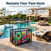 Yescom Pool Toy Storage Bin Mesh Rolling Cart - Steel Image