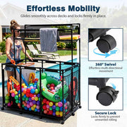 Yescom Pool Toy Storage Bin Mesh Rolling Cart - Steel Image