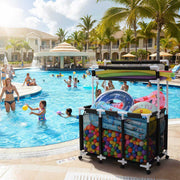 Yescom Stable PVC Pool Toy Storage Bin Mesh Rolling Cart Image