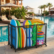 Yescom Pool Toy Storage Bin Mesh Rolling Cart - Steel Image