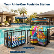 Yescom Pool Toy Storage Bin Mesh Rolling Cart - Steel Image