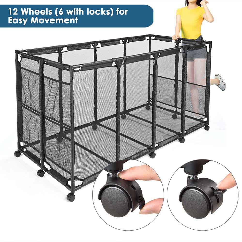 Yescom 65" Pool Toy Storage Large Rolling Cart Mesh Bin Image