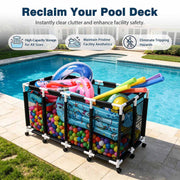 Yescom Stable PVC Pool Toy Storage Bin Mesh Rolling Cart Image