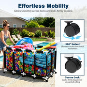 Yescom Stable PVC Pool Toy Storage Bin Mesh Rolling Cart Image