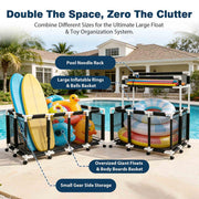 Yescom Stable PVC Pool Toy Storage Bin Mesh Rolling Cart Image