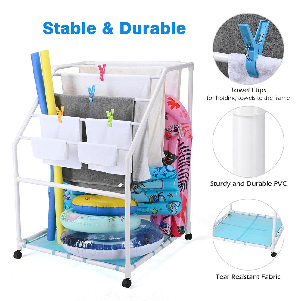 Yescom Pool Towel Rack Hot Tub PVC Drying Rack
