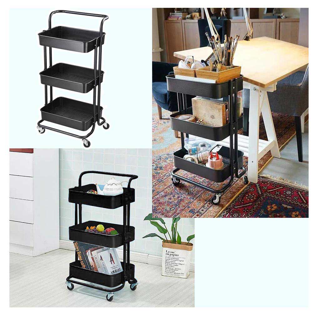 Yescom Rolling Craft Storage Cart on Wheels 3 Tiers Image