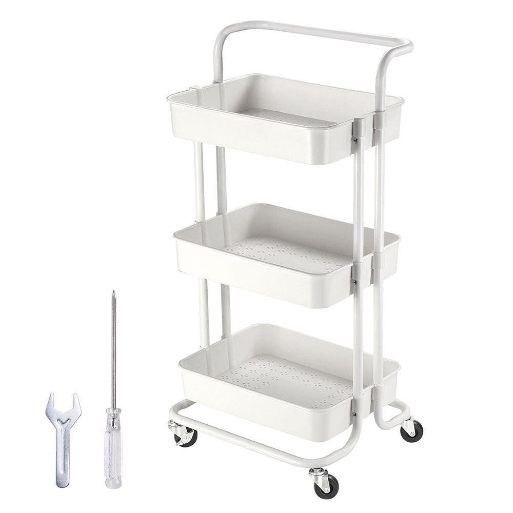 Yescom Rolling Craft Storage Cart on Wheels 3 Tiers, White Image