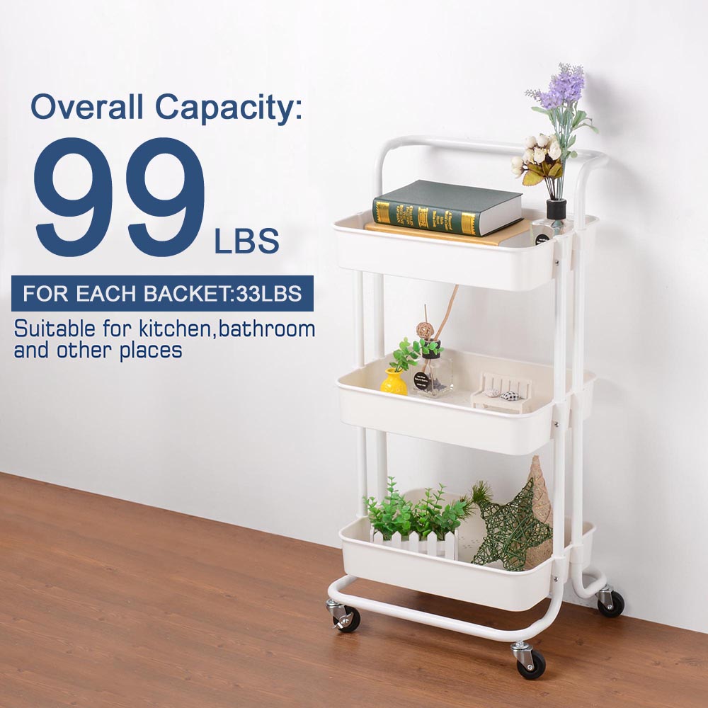 Yescom Rolling Craft Storage Cart on Wheels 3 Tiers Image