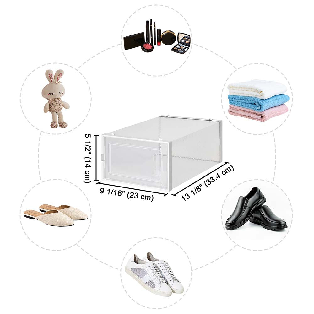 Yescom Clear Shoe Box Stackable Under Bed Storage 13x9x5" Image