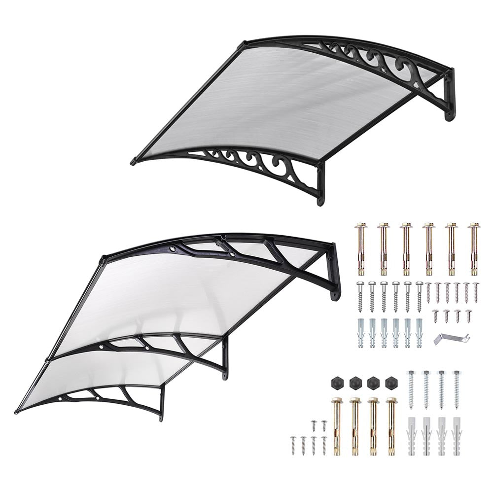 Yescom Door & Window Poly Awning Canopy 120" x 40", Clear Black Image