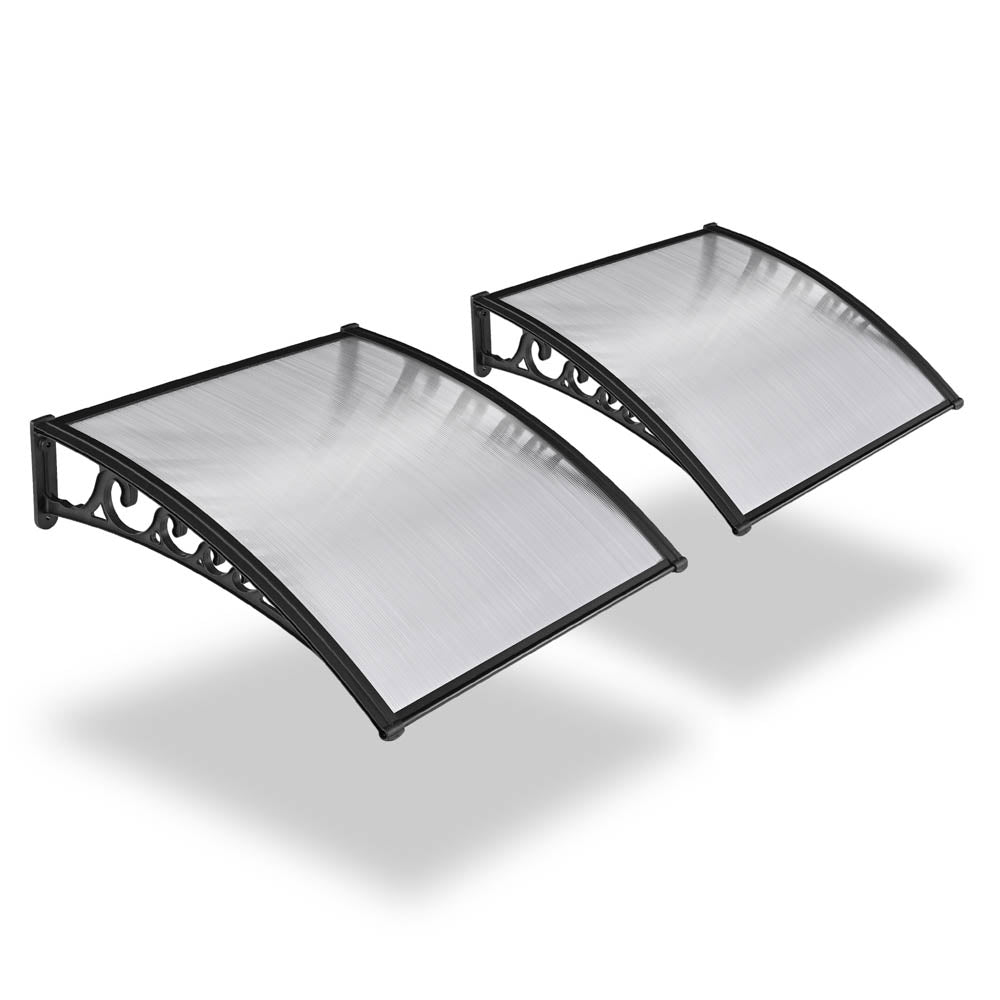 Yescom 2-Pack Door & Window Poly Awning Canopy 40"x40", Clear Black Image