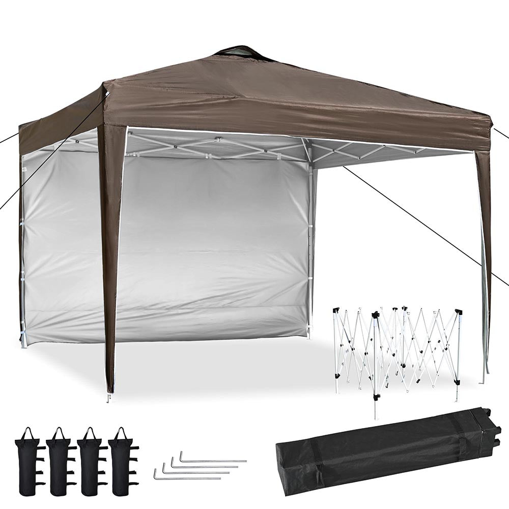 Yescom Ez Pop Up Canopy Tent 10'x10' Waterproof Shelter, Brown Image