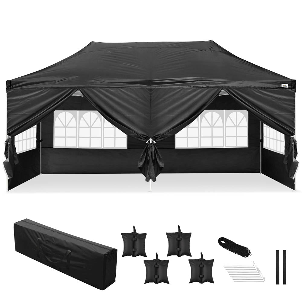 Yescom 10'x20' Waterproof Ez Pop Up Canopy Tent Shelter, Black Image