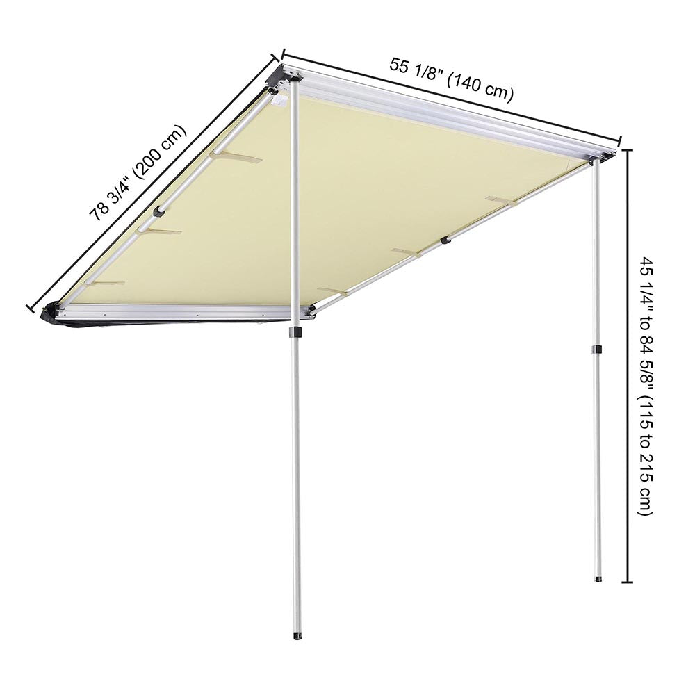 Yescom Car Awning 4' 7" x 6' 7" Vehicle Rooftop Side Tent Shade