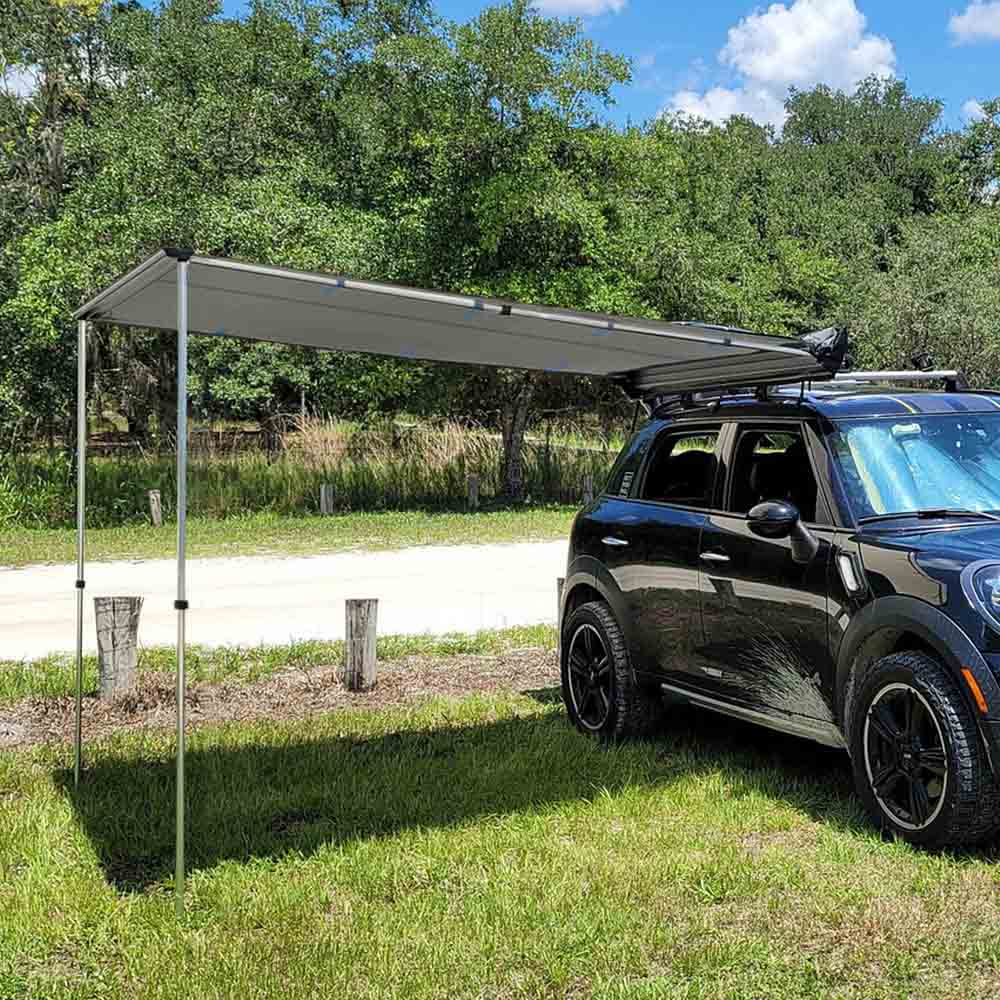 Yescom Awning 6' 7" x 8' 2" Vehicle Rooftop Side Tent Shade, Gray Image