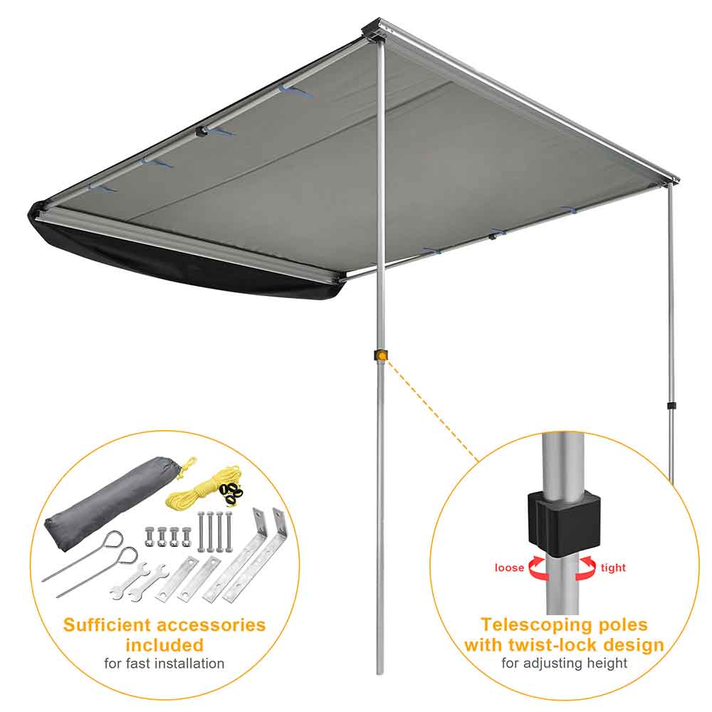 Yescom Awning 6' 7" x 8' 2" Vehicle Rooftop Side Tent Shade Image