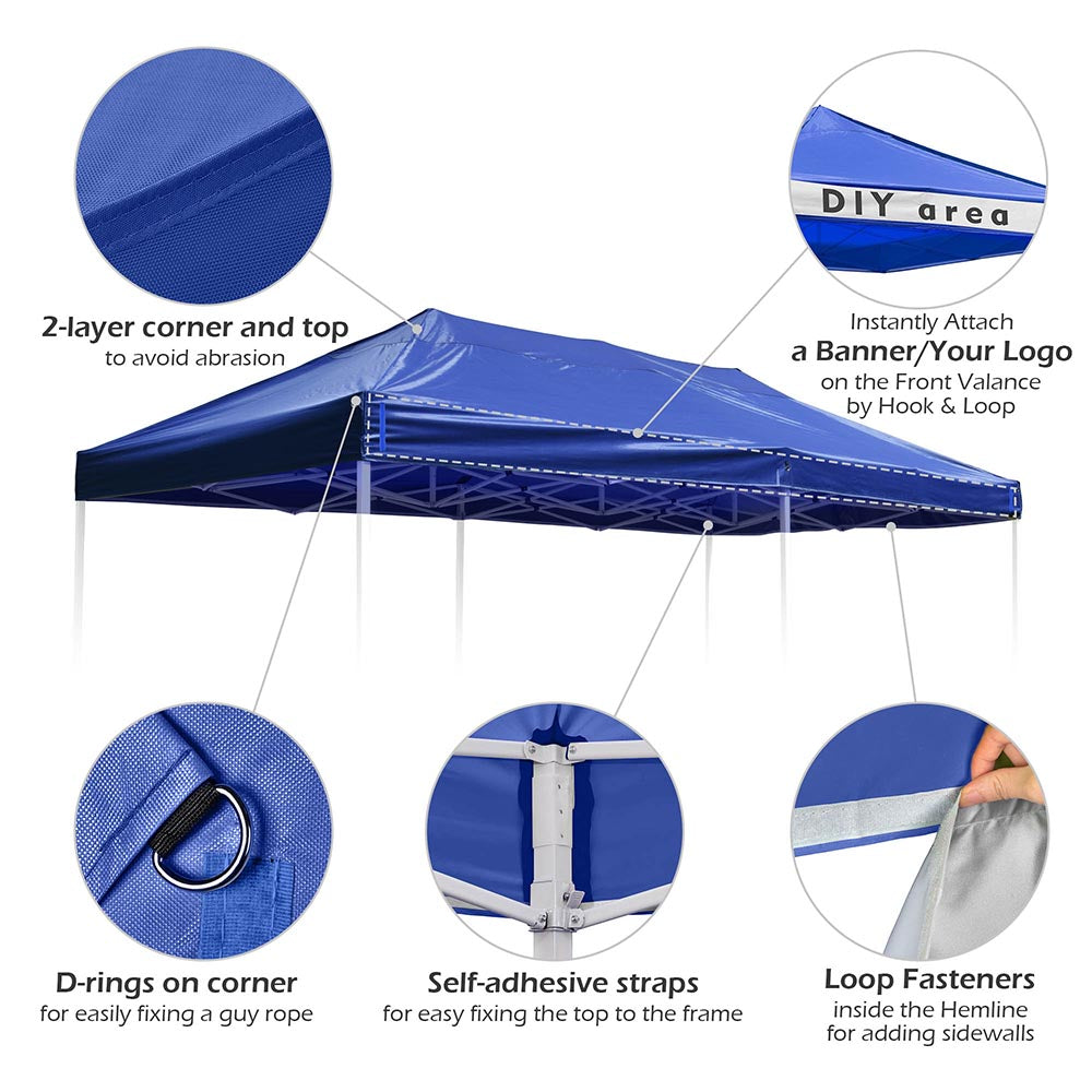 Yescom 10'x20' Ez Pop Up Tent Canopy Top Replacement (9.6'x19')