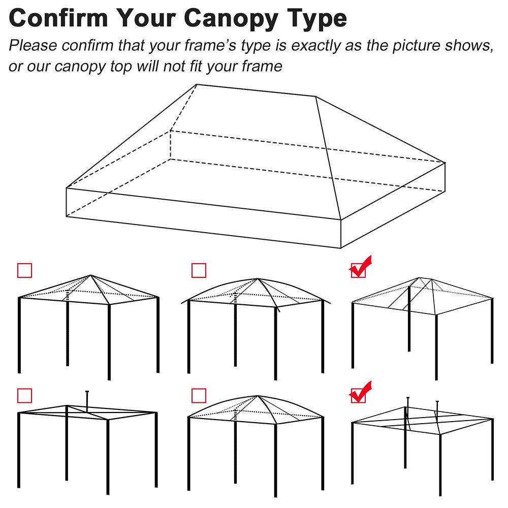 Yescom 10'x20' Ez Pop Up Tent Canopy Top Replacement (9.6'x19')