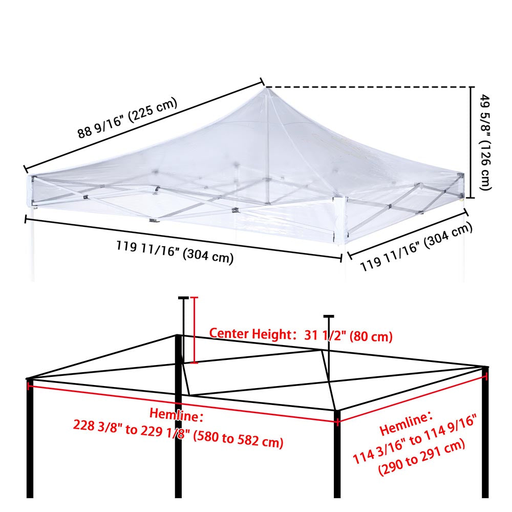 Yescom Waterproof Pop Up Canopy Top Replacement, 10x10ft Image