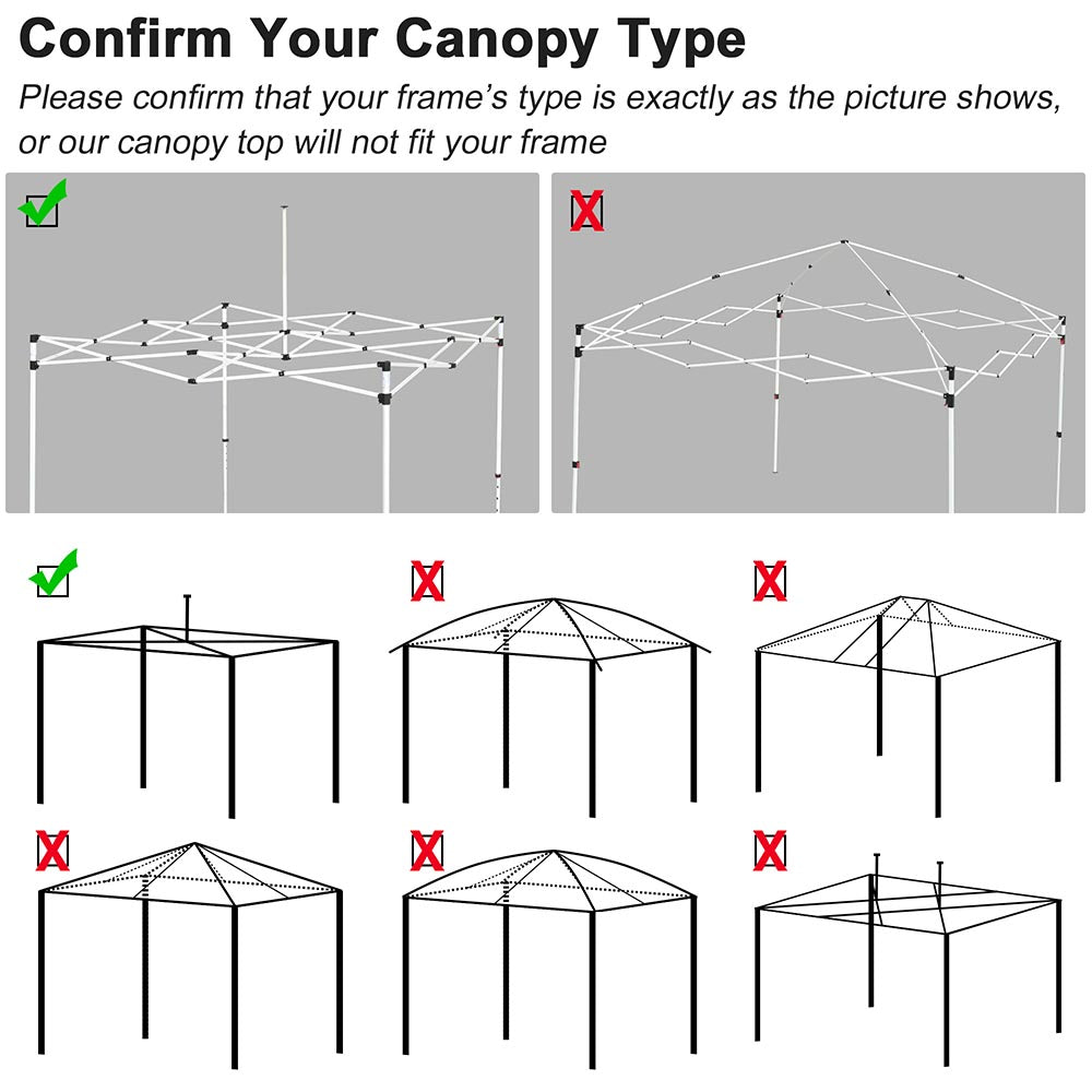 Yescom 10x10 Ez Pop Up Tent Canopy Top Replacement Cover (9.6'x9.6') Image