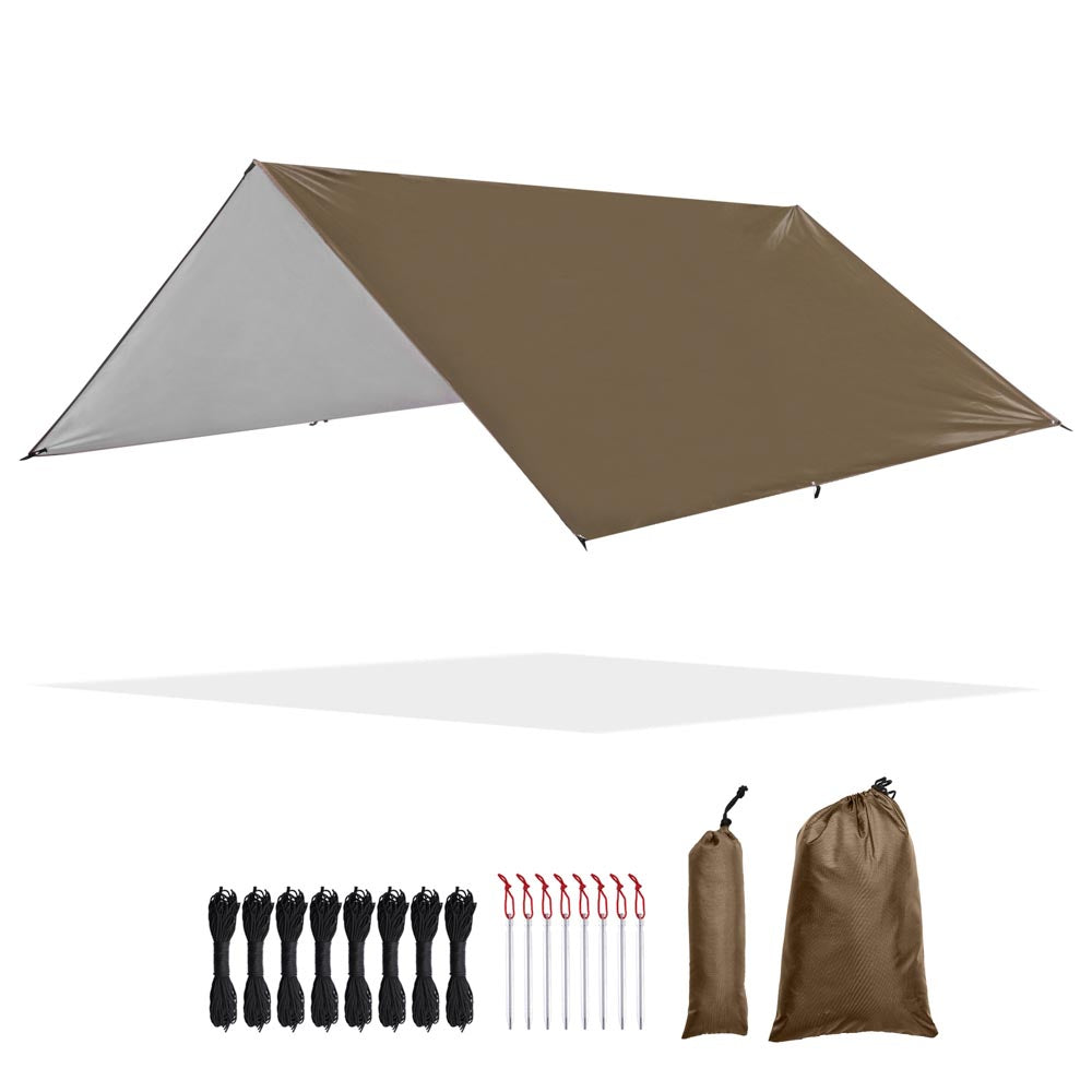 Yescom Camping Tarp Rain Shelter 10x10ft UV50+ PU3,000mm, Brown Image