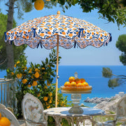 6 ft patio umbrella scalloped LAGarden 6ft Outdoor Patio Wood Market Umbrella Scalloped Edge 8-Rib