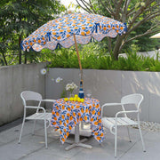 green scalloped patio umbrella LAGarden 6ft Outdoor Patio Wood Market Umbrella Scalloped Edge 8-Rib