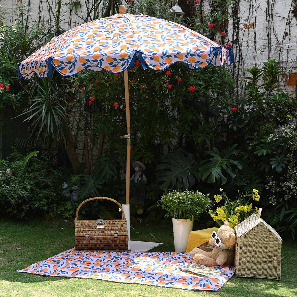 cute outdoor patio umbrella LAGarden 6ft Outdoor Patio Wood Market Umbrella Scalloped Edge 8-Rib